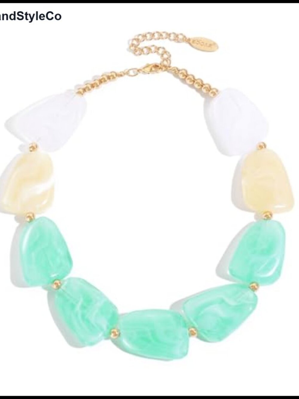 Chunky Resin Statement Collar Necklace 14K Gold Plated Beaded Women's Jewelry